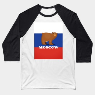 Cute Cartoon moscow Bear Baseball T-Shirt